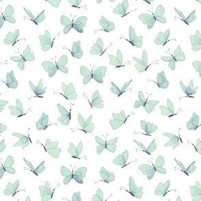 small watercolor butterflies - purple and mint on white  - ELH