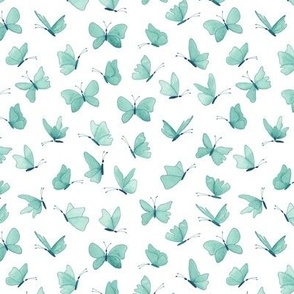 small watercolor butterflies - navy and teal on white - ELH