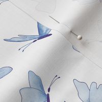 watercolor butterflies -  blue and purple on white - ELH