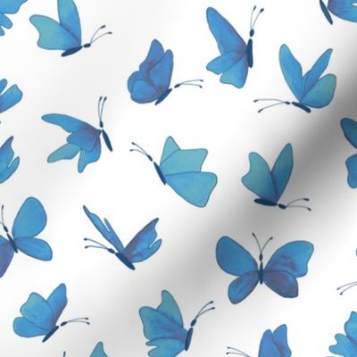 watercolor butterflies - chalk blues on white - ELH