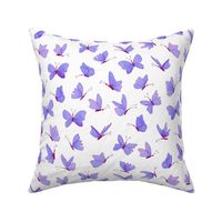 watercolor butterflies - chalk purples on white - ELH