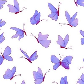 watercolor butterflies - chalk purples on white - ELH