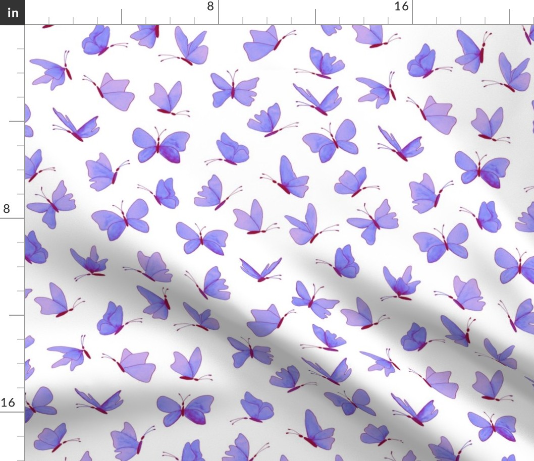 watercolor butterflies - chalk purples on white - ELH