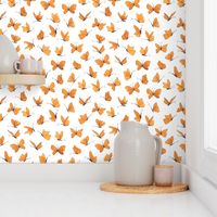 watercolor butterflies - saffron and orange on white - ELH