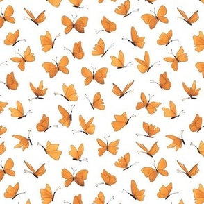 small watercolor butterflies - saffron and orange on white - ELH
