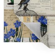 French Birdcage Blue Flowers