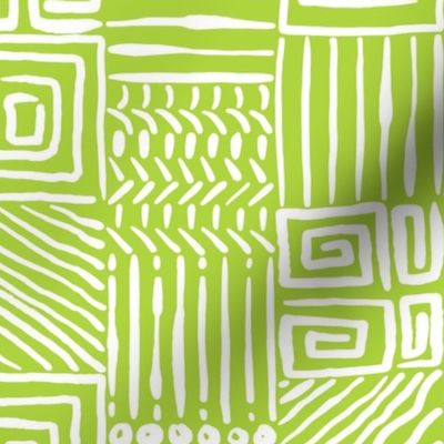 African Geometrics on Lime Green