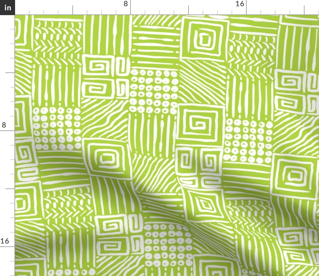 African Geometrics on Lime Green