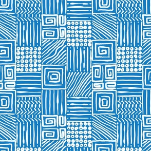 African Geometrics on Bluebell Blue