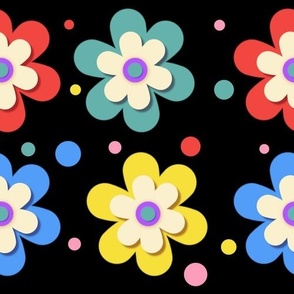 Flower Cutouts 60s Black