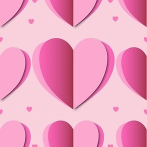  Folded Pink Hearts on a pink background