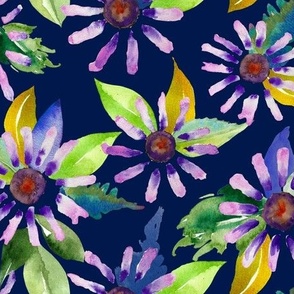 Purple Daisies // Navy