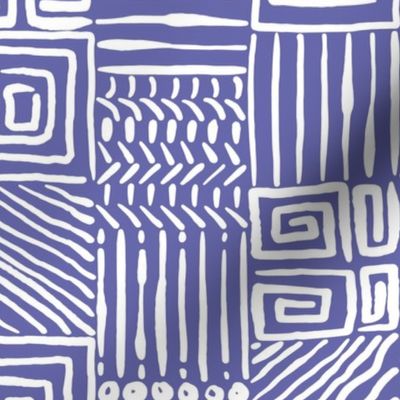 African Geometrics on Very Peri/Periwinkle Purple
