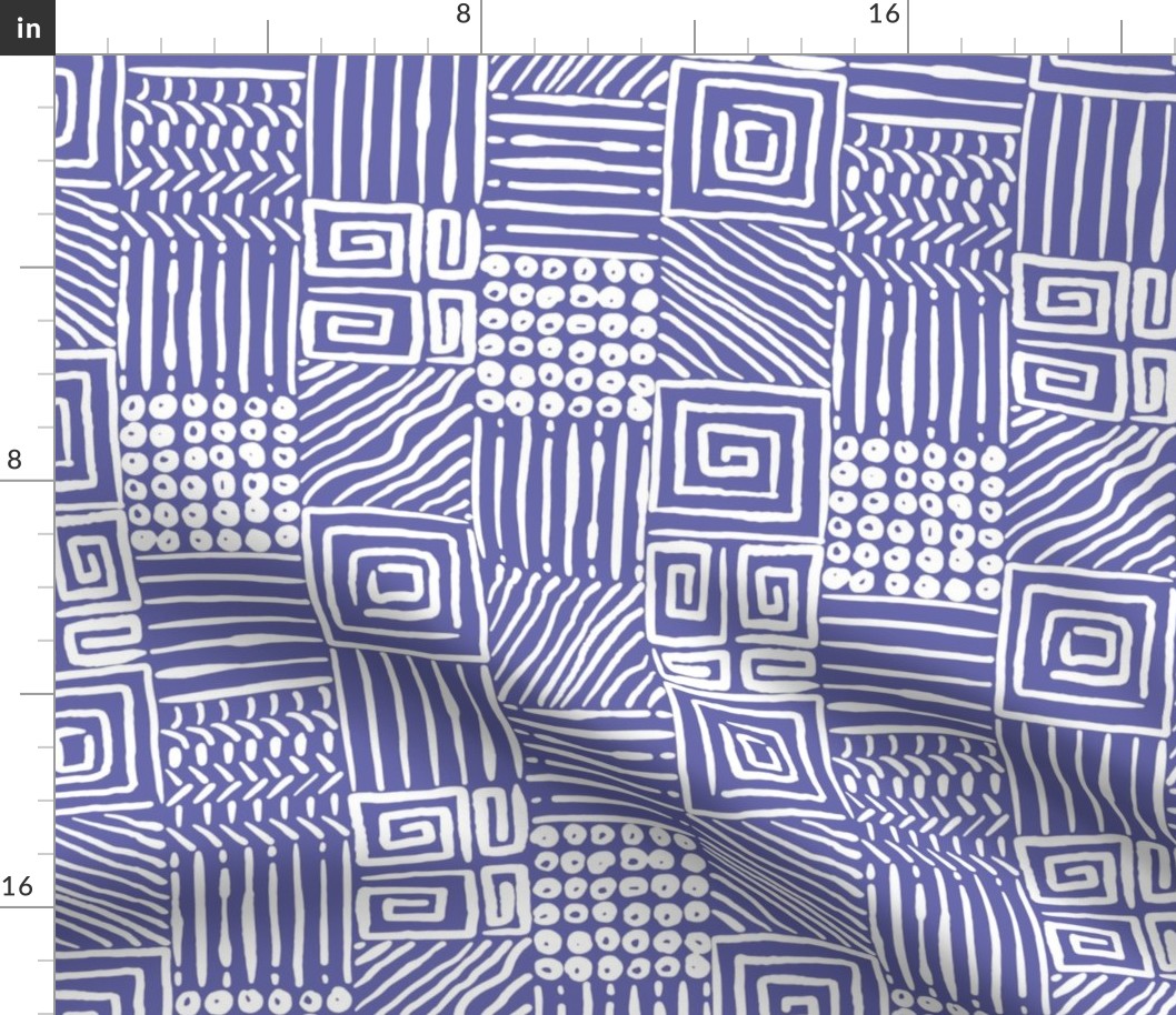 African Geometrics on Very Peri/Periwinkle Purple