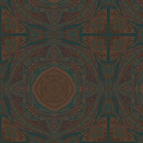 Moody brown and turquoise mandala 