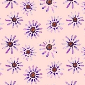Little Purple Daisies // Light Peachy Pink
