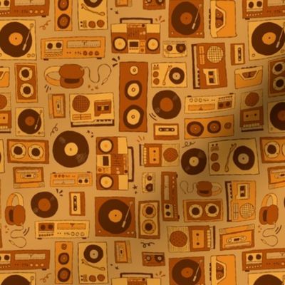 Retro Music Players - 70s Brown