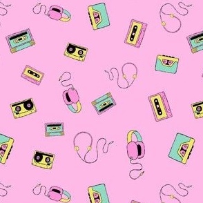 Walkman & Headphones - Retro 80s Music - pink