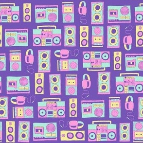 Vintage Music - Boomboxes, Headphones, & Speakers - 80s colors