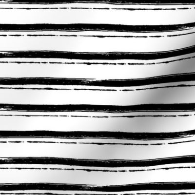 Brushstroke Stripes-Horizontal-B&W