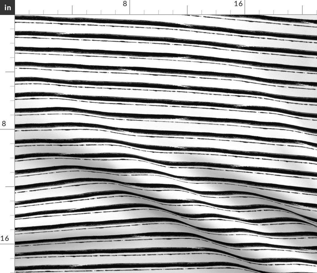 Brushstroke Stripes-Horizontal-B&W