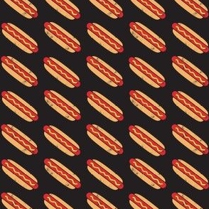 (mini scale) hotdogs - red on black - food C22