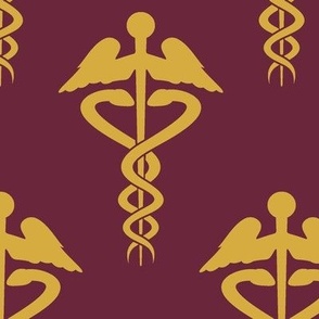 caduceus large maroon and gold