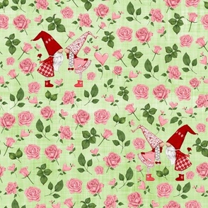 rose gnome green linen