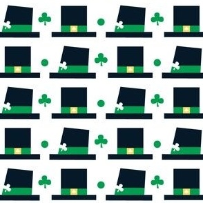 St Patrick's day themed clover hats on white background