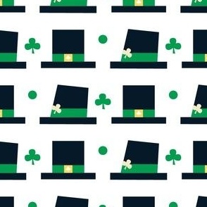 St Patrick's day themed small clover hats on white background