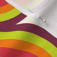 Large // Colorful Retro stripes Twisted knot on ecru white