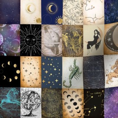 Celestial Astrological Patchwork Collage
