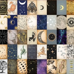 Celestial Astrological Patchwork Collage