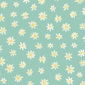 Little daisies on light blue background