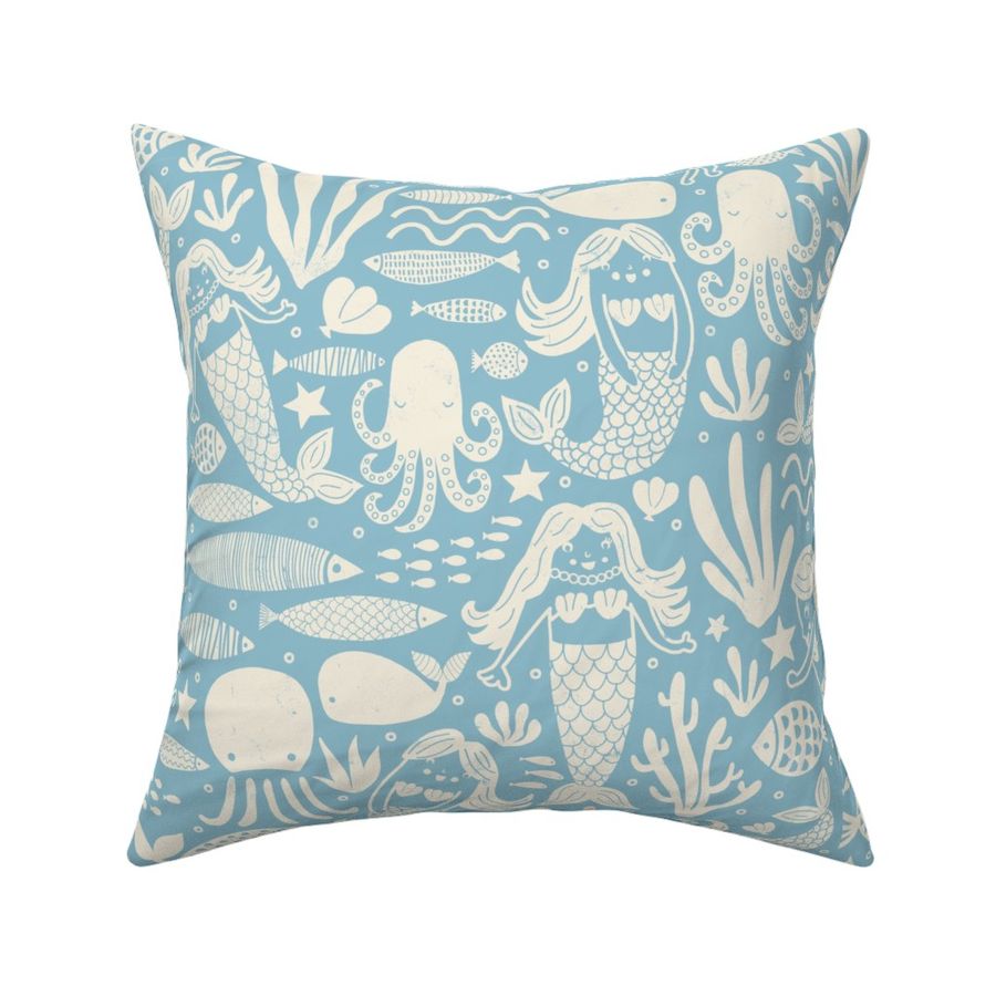 Mermaids and Fish Light Blue