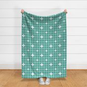 Minty floral checkerboard