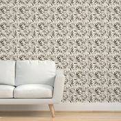 block print griege taupe leaves