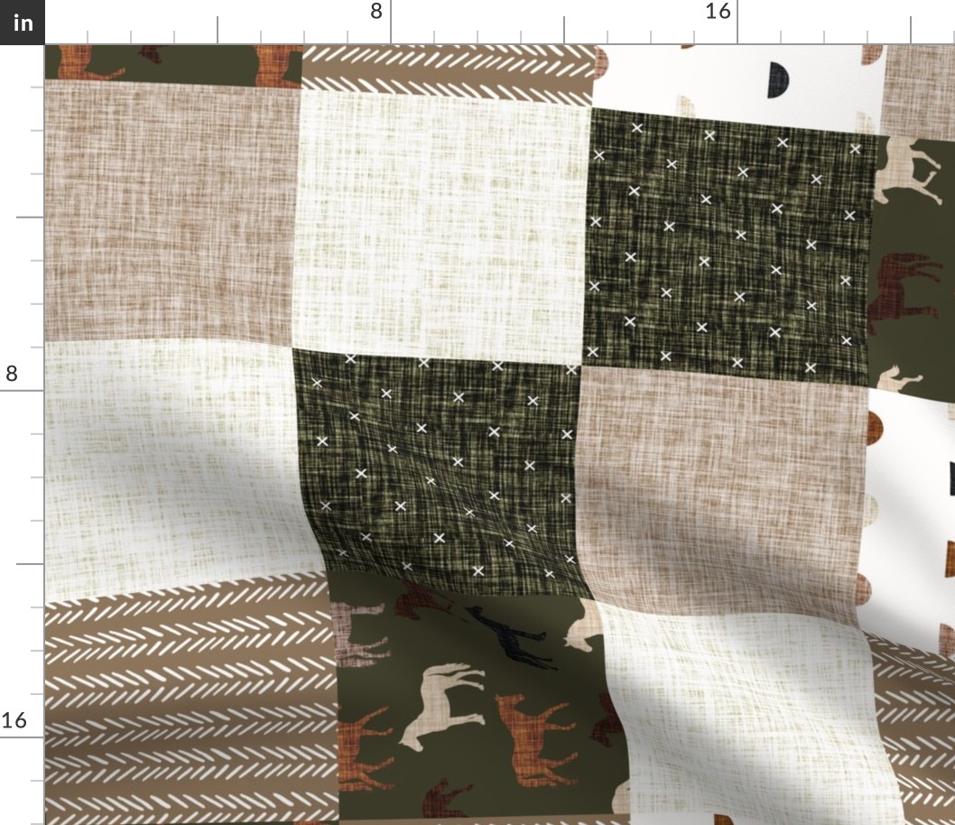 rotated 6" patchwork wholecloth: olive horses
