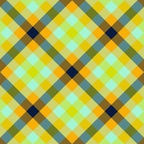 Spring Plaid - Midnight Blue, Chartreuse, Mint, and Marigold