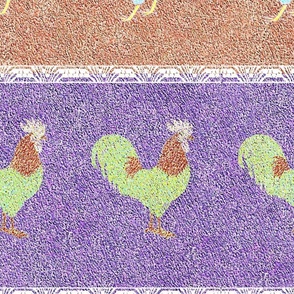 Rooster and Hen in Velvety Farmhouse Pattern