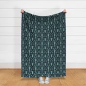 BUGGY DAMASK - PEACOCK BLUE ON TEAL