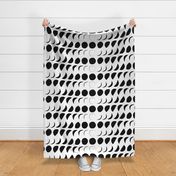 large - moon phase in black on white