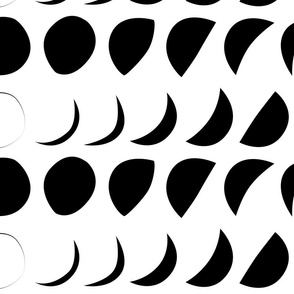 large - moon phase in black on white