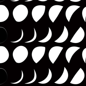 large - moon phase in white on black