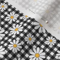 Small Scale - White Daisy Midnight Gingham