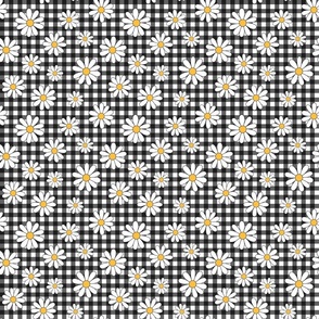 Medium Scale - White Daisy Midnight Gingham