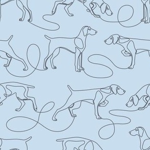 Continuous Line Weimaraners With Docked Tails (Light Blue and Grey) – Medium Scale