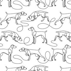 Continuous Line Weimaraners With Docked Tails (Black and White) – Small Scale