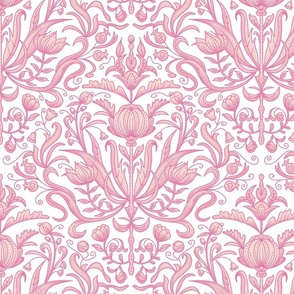 Baroque Toile on Pink / Medium Scale