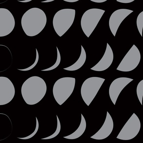 large - moon phase in grey on black